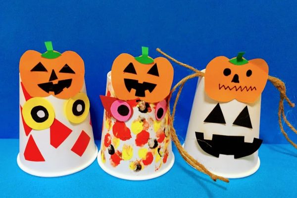 保育園 10月 製作｜ペットボトルと紙コップでハロウィンのモンスター製作 イメージ