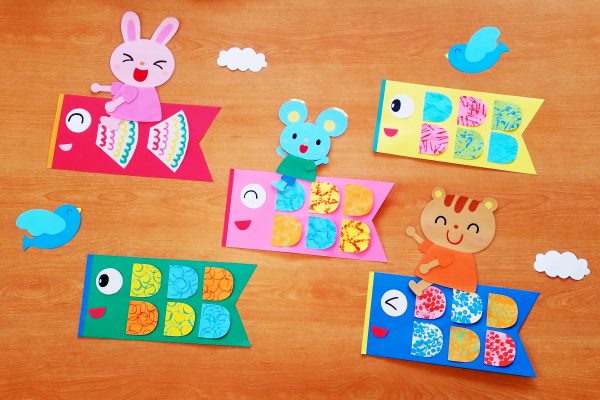 保育園　5月製作「こいのぼり」アイデア5種！プチプチ・輪ゴムスタンプ・にじみ絵で作ろう イメージ