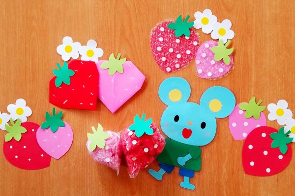 保育園　5月製作・いちごアイデア5選！年少でも折れる簡単折り紙いちごや丸シール・お花紙などを使って作ろう イメージ
