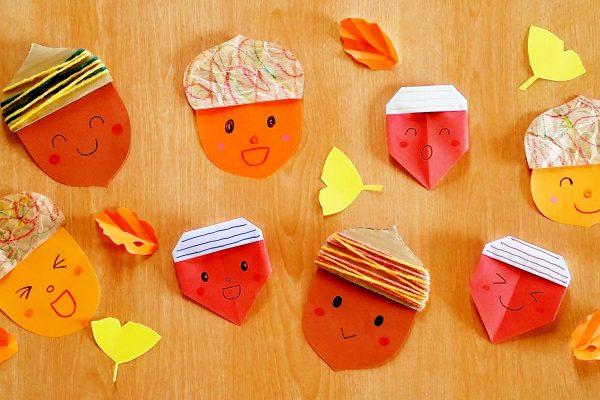 保育園　11月製作 どんぐりアイデア3種！ 簡単折り紙・毛糸・クラフト紙でかわいく作ろう イメージ