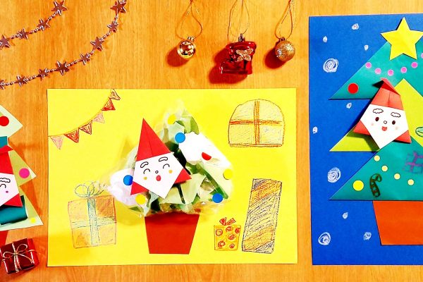 保育園　12月製作クリスマスツリー！簡単な折り紙サンタとツリーアイデア3種 イメージ