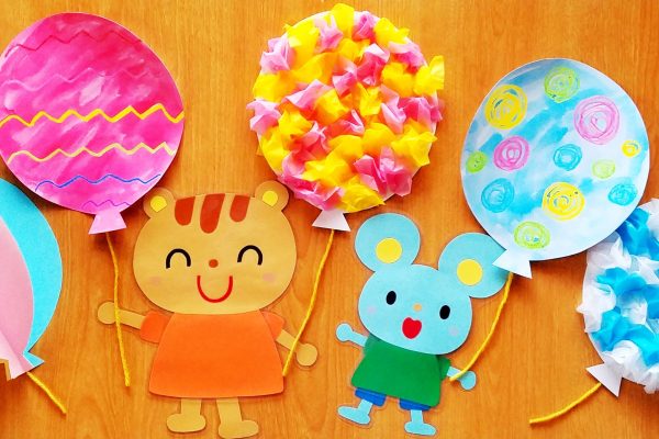 保育園　3月製作「風船」アイデア3種！はじき絵・つまみ絵・立体でカラフルな風船を飛ばそう イメージ